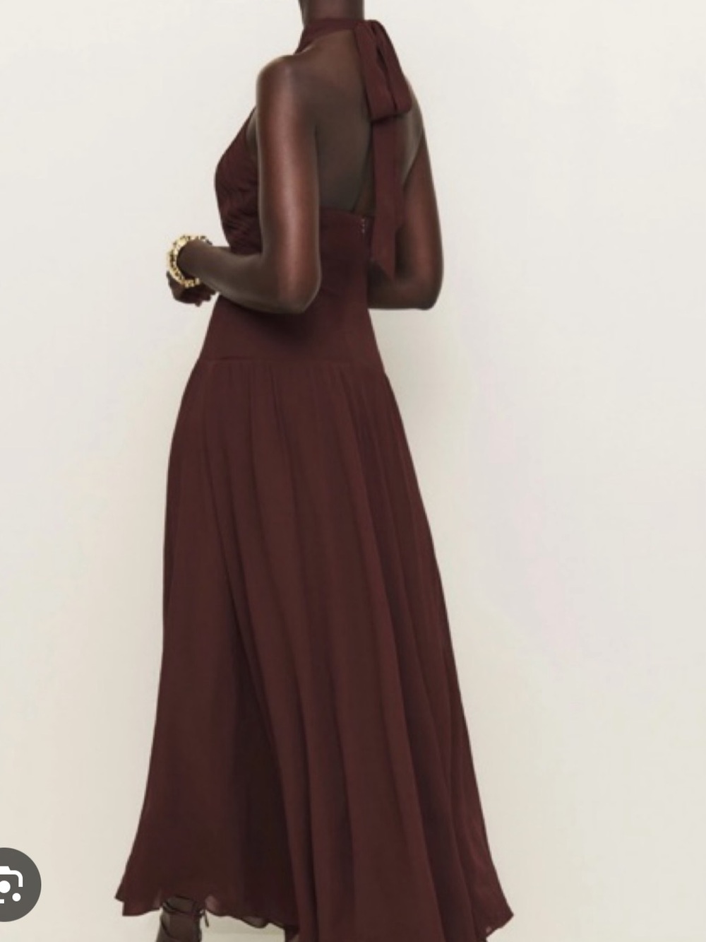 REFORMATION Cari Maxi Dress In Mahogany Wrap Halter Women’s 8 - Picture 3 of 16